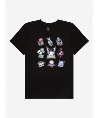 Kuromi Fortune Teller Icons Boyfriend Fit Girls T-Shirt Plus Size $9.58 T-Shirts