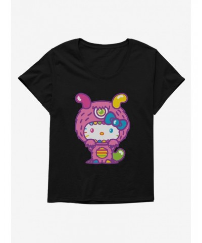Hello Kitty Sweet Kaiju Fuzzy Girls T-Shirt Plus Size $8.79 T-Shirts