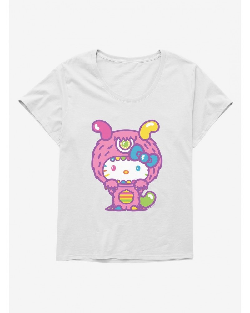 Hello Kitty Sweet Kaiju Fuzzy Girls T-Shirt Plus Size $8.79 T-Shirts