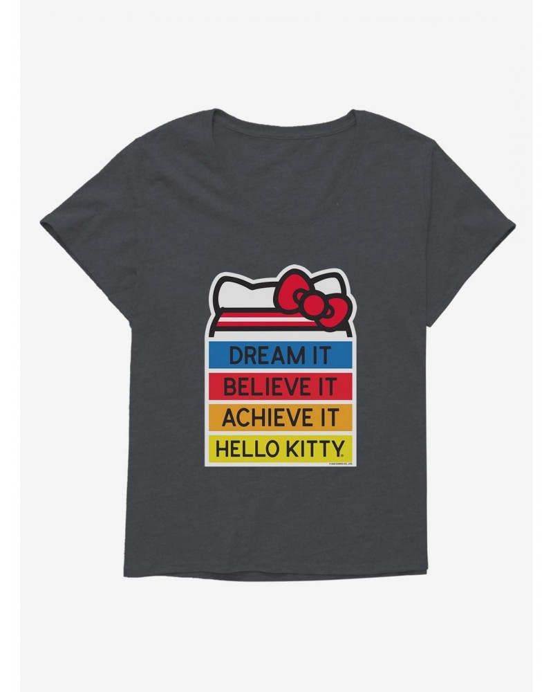 Hello Kitty Dream It Believe It Achieve It Girls T-Shirt Plus Size $10.64 T-Shirts