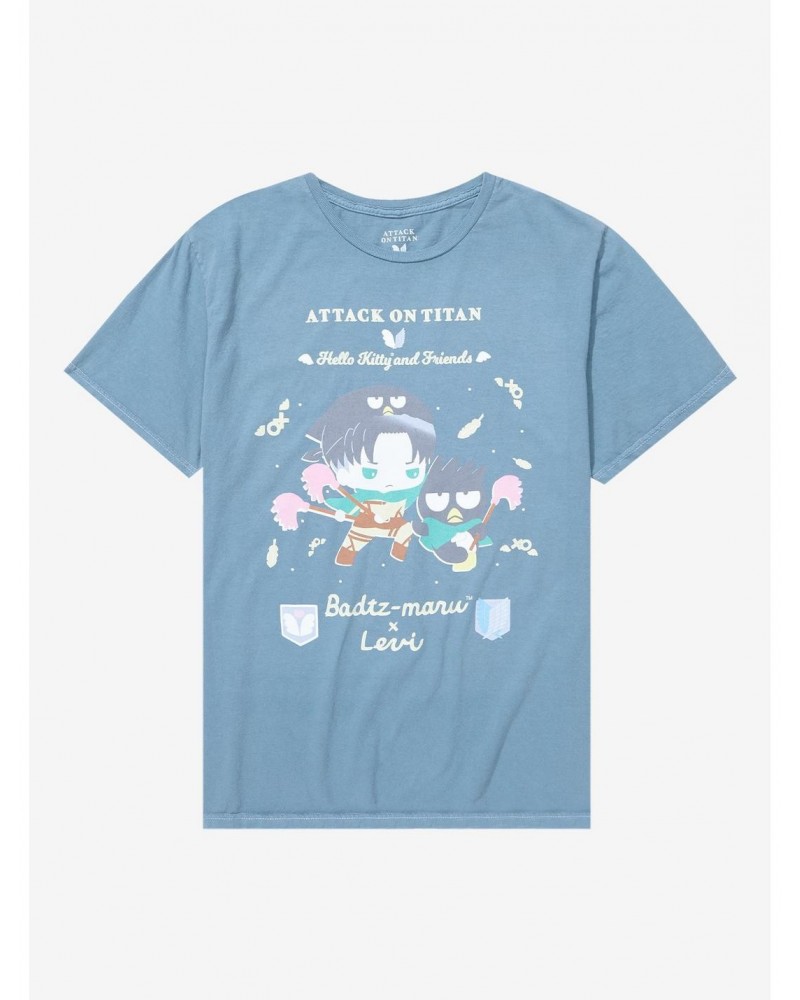 Attack On Titan X Hello Kitty And Friends Badtz-Maru & Levi T-Shirt $11.56 T-Shirts