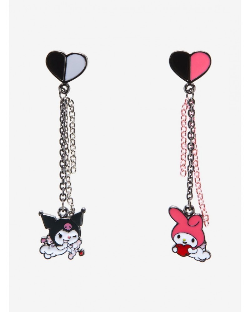 My Melody & Kuromi Hearts Mismatch Chain Earrings $5.36 Earrings