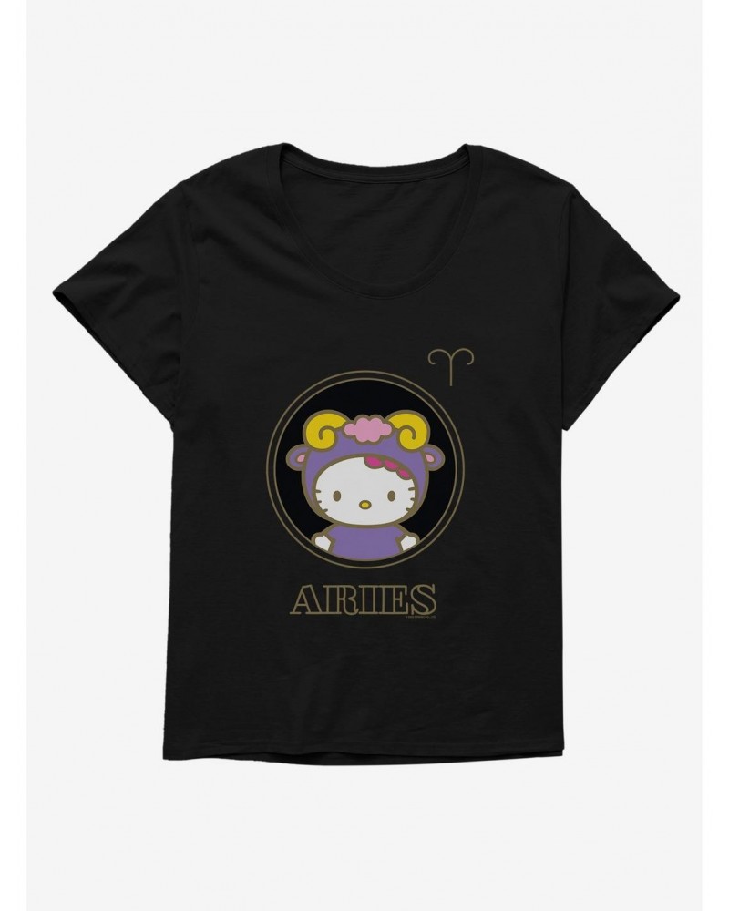 Hello Kitty Star Sign Aries Stencil Girls T-Shirt Plus Size $9.71 T-Shirts