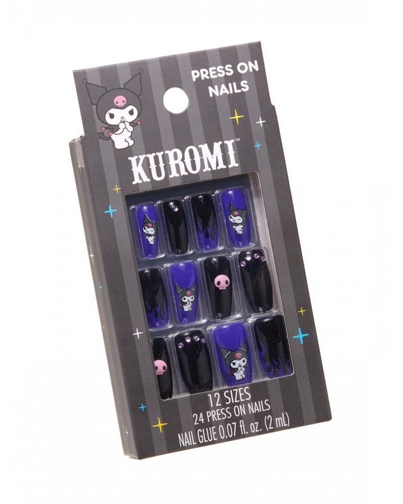 Kuromi Purple Flames Faux Nail Set $3.92 Nail Set